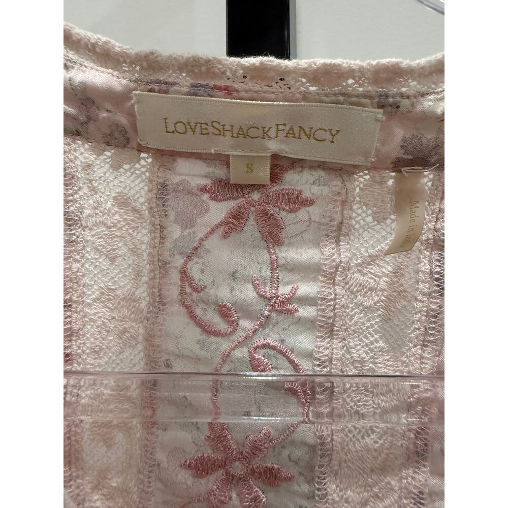LoveShackFancy - Pink Floral Print Blouse - Womens Small - Picture 4 of 11